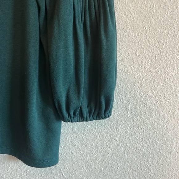 Talbots Teal Blouse with Gathered Sleeves - Picture 3 of 4